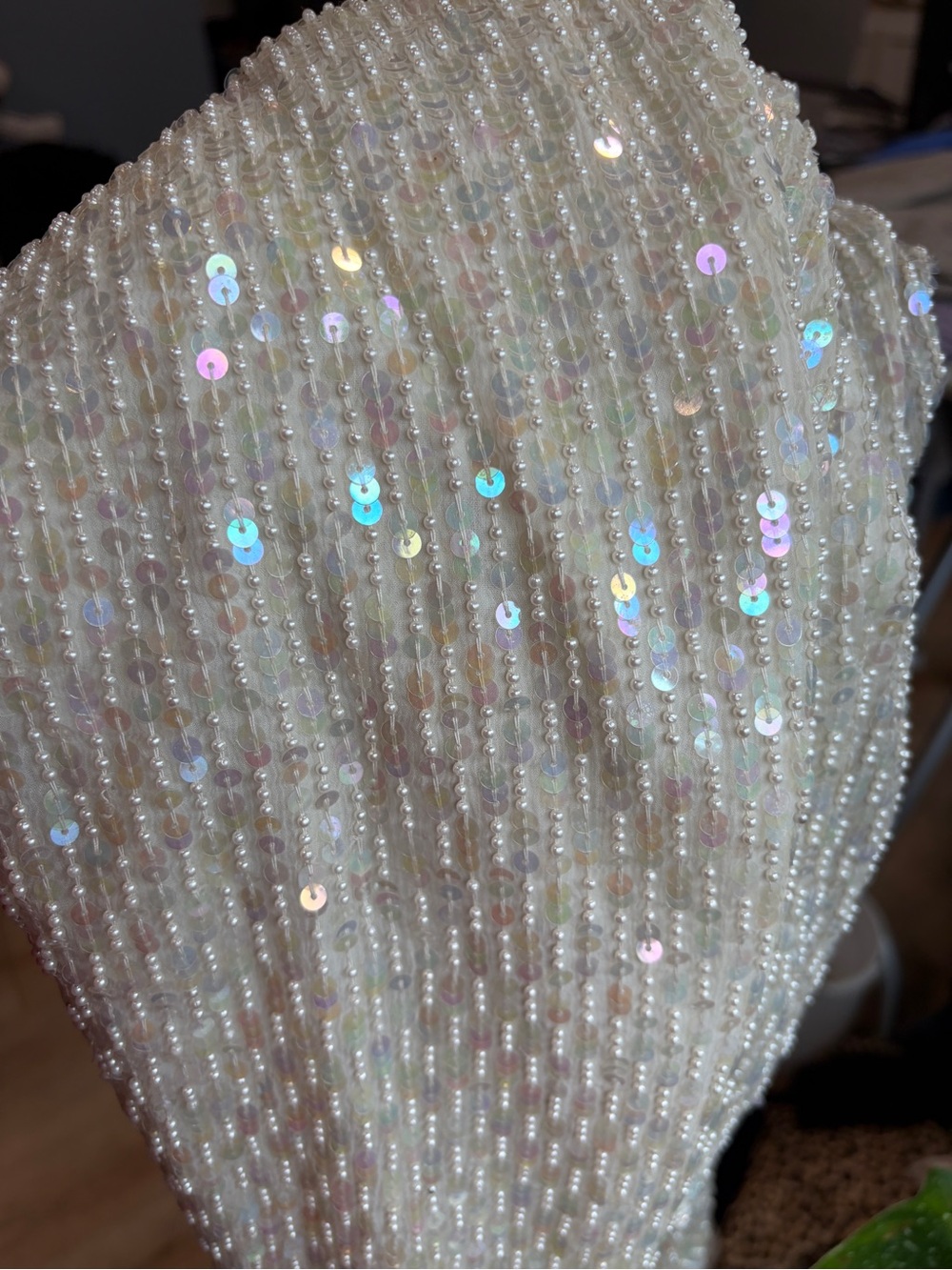 Vintage Laurence Kazar New York Silk Beaded Sequin Jacket Ivory XL - Picture 7 of 10